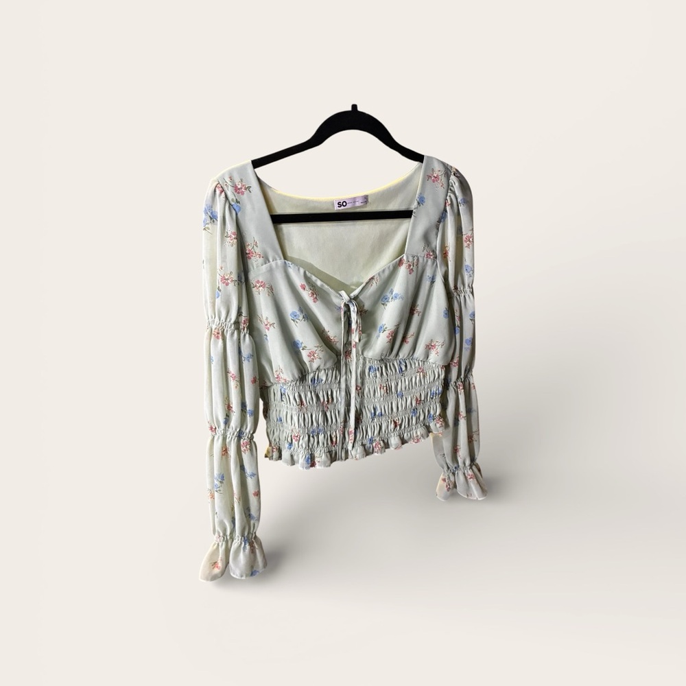SO Light Green Floral Women's Blouse